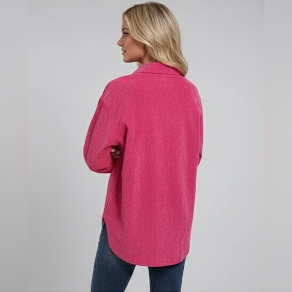 Pink Flap Pocket Corduroy Shirt - Picture 4 of 8